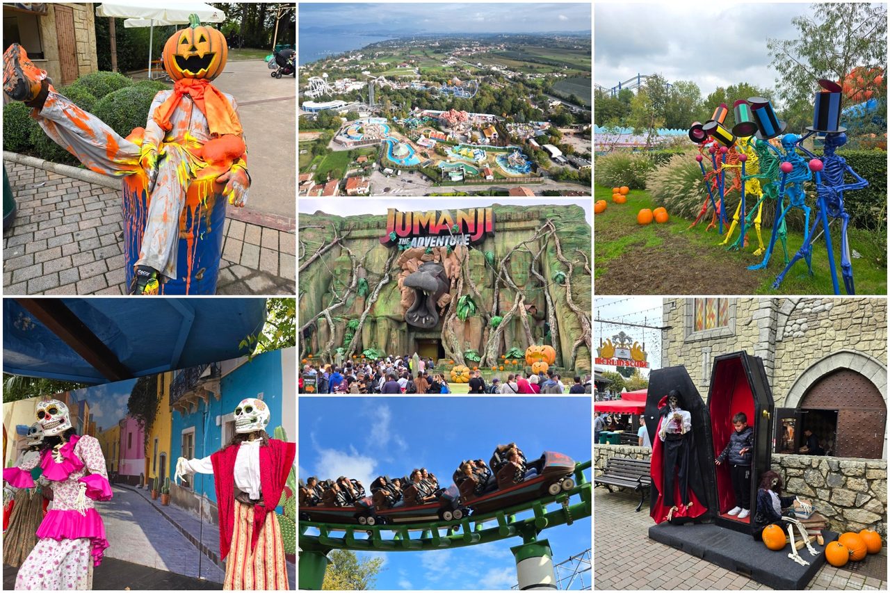 Gardaland v času noči čarovnic z jesensko okrasitvijo iz buč